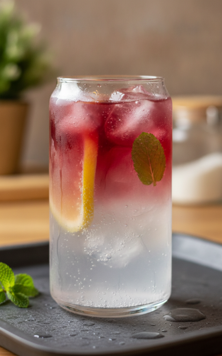 Refresh Your Senses: Hibiscus Sparkling Tea with Lemon for a Zesty Twist!
