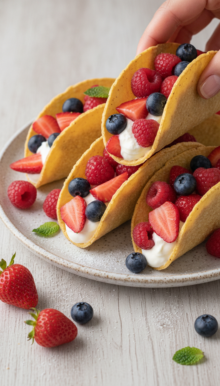 Tacos Doces de Frutas Vermelhas: O Prazer Refrescante e Rápido Que Vai Surpreender Seu Paladar!